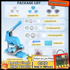 👍Local Warehouse👍Button Maker Machine Multiple Sizes 25+32+58MM (300 Buttons1 Cutting mat1 Circle cutter) -BADGE MACHINE Unlimited Possibilities-Blue Maker Machine DIY Round Badge Punch Press Mold ToolDies Button Refills