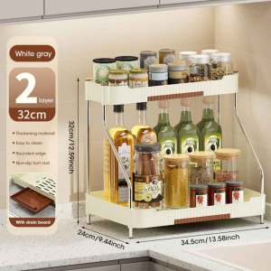 Kệ lưu trữ nhà bếp với cống Pan snack kệ lưu trữ giá đựng gia vị bếp mỹ phẩm kệ lưu trữ phụ kiện nhà bếp