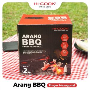 Hi-Cook Arang Briket BBQ Finger Hexagonal Premium 1 Box Berat 2 Kg