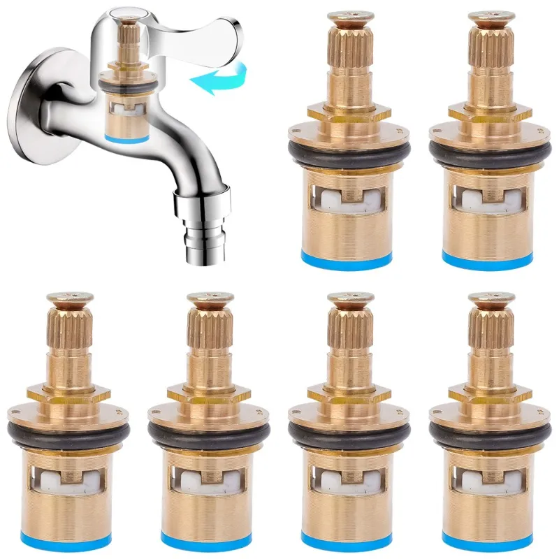 2-Pack 1/2" BSP Brass Ceramic Disc Tap Valves – Left & Right Side, Quarter Turn, 20-Spline, For Kitchen & Bathroom Basin Taps