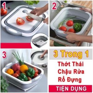 Thớt kiêm chậu rửa rau đựng thực phẩm đa năng 3 trong 1