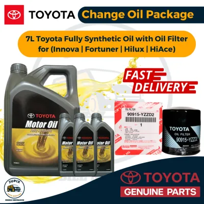 Toyota Fully Synthetic Engine Oil 5W-30 [7 Liters + Oil Filter] Oil Change for Diesel/Gas Innova | Fortuner | Hilux | HiAce