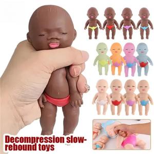 Cute White Baby Doll Toy Stress Reliever Decompression Squishy Elastic Soft Sensory Toy for Kids Adults Anxiety Relief Fidget Toy Birthday Party Favor Gift for Children Girls Boys Christmas Stocking Stuffer Collectible Figurine Desk Decor Office Toy