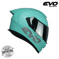 EVO GT-PRO Plain Turquoise Blue Dual Visor Full Face Helmet with Free Clear Lens. 