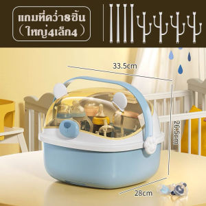 Heinoกล่องจัดเก็บขวดนม พร้อมฝากล่องกันฝุ่น ตะแกรงระบายน้ำ กล่องจัดเก็บถ้วยชามเด็ก กล่องจัดเก็บเก็บอุปกรณ์ป้อนอาหารการ์ตูนน่ารัก