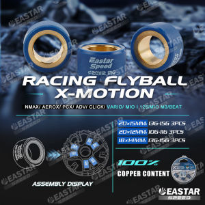 Racing X-Motion Flyball/ Pulley Flyball Roller 3Pcs NMAX/ AEROX/ PCX/ ADV/ CLICK/ VARIO/ MIO I 125/MIO M3/BEAT Pure Copper