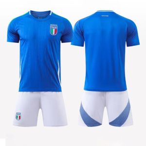 2024-25 European Cup Italy Jersey National Team Home Kids Soccer Jersey Sets No. 14 CHIESA RASPADORI JORGINHO BARELLA BASTONI VERRATTI 2025 UEFA Football Uniform Suit With Socks and Armband Children Football Short-sleeve Top Shorts School Club Customized