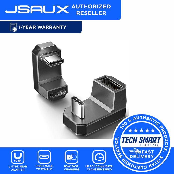 JSAUX 180 graden USB C adapter (2 stuks), type C-stekker naar USB 4.0-aansluiting, PD 100 W, compatibel met Steam Deck, Switch, tablet, telefoon en andere type C-apparaten
