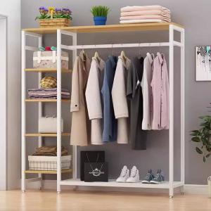 Fabric Wardrobe Cabinet with Hanging Rail | Foldable Floor Standing Coat Rack for Bedroom | Easy to Install Fabric Wardrobe | Portable Clothes Organizer