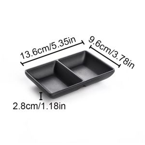 LINSBAYWU Japanese Style Melamine Sauce Dishes Multi-grid Black Seasoning Plate Dried Fruit Dessert Dish Soy Sauce Dish Snack Plate For Storage Plate