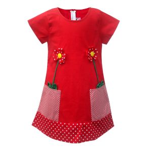 Two Mix Dress Anak Cewek Aplikasi 2 Bunga Lucu Bahan Katun Usia 1-8 Tahun 4118 4338
