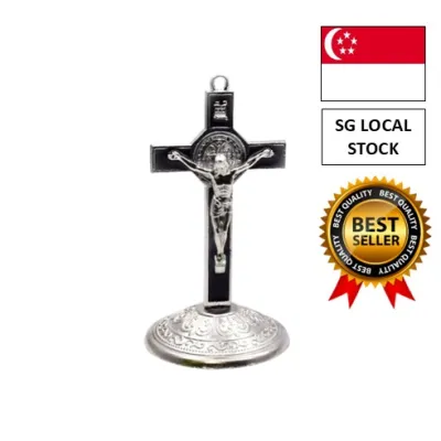 [SG 🚚] Alloy Crosses Ornament Metal Crucifix with Base for Christian Home Decoration