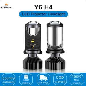 【Clearance Sale】2PCS Y6 H4 LED Projector Headlight Projector Lens with Fan Cooling 90W Automobile Hi Lo Beam Bulb12V