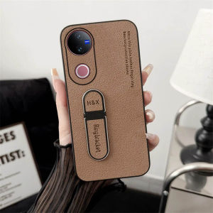 Promo Case Standing Vivo V50 5G Softcase Luxury Plain Leather Ring Holder