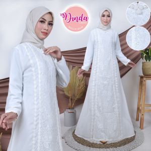 ELOK Khayra Dress Putih Wanita Gamis Lebaran Haji dan Umroh Gamis Putih DCM#1415
