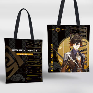 🇲🇾[Malaysia]Ready Stock Genshin Canvas Tote Bag College Students Simple and Versatile Hand-Held Cloth Bag Ins Shoulder Bag Kawaii Storage Bags Shopping Bag Women/Man Boy/Girl Tote Bag for Student Shoulder Bag
