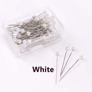 100pcs Round Pearl Head Needles Metal Long Needle Bandana Brooch Sewing Pins Cross Stitch DIY