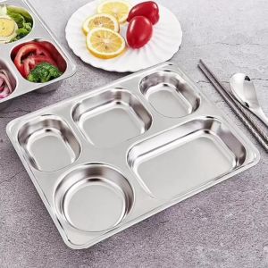 Khay cơm inox 304 5 ngănKhay cơm chia phần cho bếp ăn gia đìnhtrường họcvăn phòngCông Nghiệp Vuadienmay