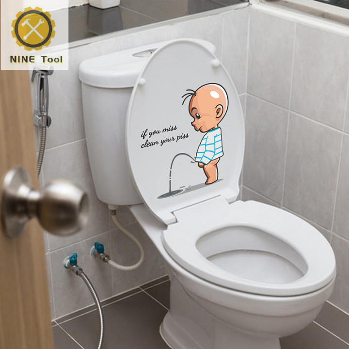 🔥NINE🔥 Miếng dán nhà vệ sinh cảnh báo ngộ nghĩnh đồ trang trí nắp bồn ...