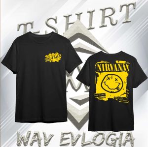 (012) KAOS DISTRO FASHION WAV EVLOGIA MOTIF NIRVANA  FREE STICKER  PRIA WANITA KEREN T-SHIRT STREETWEAR T-SHIRT