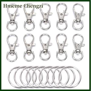 Hmeme 50Pcs Metal Swivel Lobster Clasps Clips Hook with Key Ring DIY Jewelry Craft