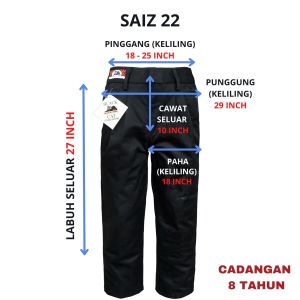 🔸SELUAR HITAM PANJANG PINGGANG GETAH COTTON SEKOLAH RENDAH - BAJU SEKOLAH JENAMA BLACK CAT - BC024G