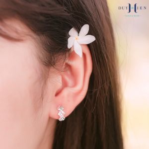 Bông Tai Bạc Cho Bé Gái Kiểu Khong Tròn Hình Nơ Phay Sáng Rực Rỡ Vàng Bạc Duy Hiển