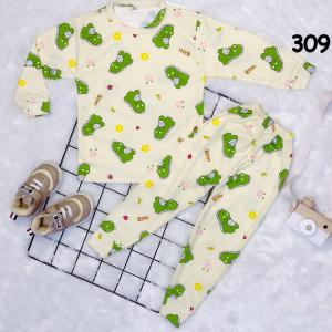 Blinqshop Baju Tidur Anak Untuk 1-10Tahun Bahan Kaos /Piyama Anak Perempuan/Piyama Anak Laki Laki/Set Anak Perempuan/Setelan Anak Laki Laki / Stelan Anak Perempuan/Baju Tidur Anak Perempuan Motif 309 dino cream
