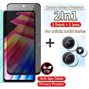 2in1 Camera Screen Protector For Infinix Hot 30 Play 30i 5G Hot30i Hot30Play 2023 Full Cover Anti Peeping Privacy Tempered Glass Front Lens Film Ultra Slim Clear Transparent An