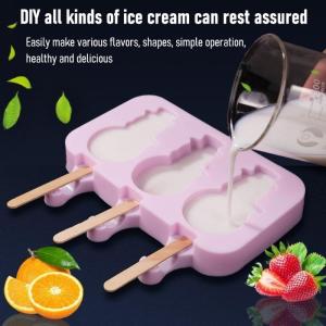3 Girds Silicone Popsicle Mold Food Grade Ice Cream Mould bunny Ice Cream Maker Ice Lolly Mold