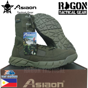 RAGON Asiaon 568 Highcut Tactical Boots Cordura Fabric Water Resistant for Sport Outdoor Training and Hiking Green