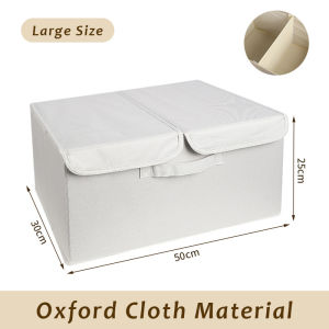 JustLiving 1PC Storage Boxes with 2 Lids and Handles Collapsible Cationic Fabric/ Oxford Cloth Storage Bins Organizer Containers Baskets Cube with Divider for Home/Bedroom/Closet/Office