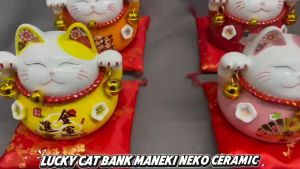 LUCKY CAT AND SNAKE BANK MANEKI NEKO CERAMIC BANK DISPLAY ITEMS (NT-0190204)(NT-2024-S04)
