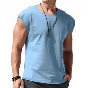 2026 Mens New Sleeveless T-shirt for Summer Leisure Sports Loose Mens Breathable Tank Top