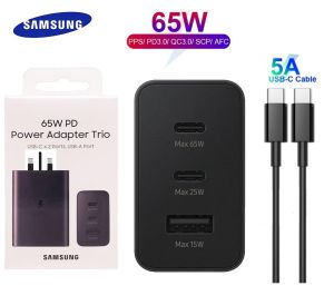 Bộ { MỚI } Củ Cáp Sạc SamSung 65W PD 3 trong 1 USB-C x2 USB-A x1 Made in VietNam - bộ sạc siêu nhanh samsung 65w - sạc siêu nhanh giá rẻ ( BH 12 Tháng )