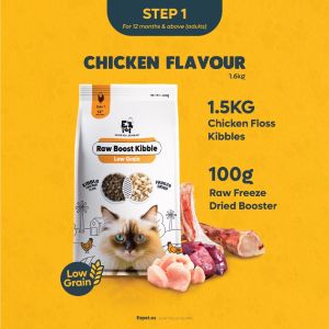 EZPET STEP 1 Raw Boost Cat Kibbles 1.6KG Chicken Floss Kibble Freeze Dried Cat Food Cat Dry Food Makanan Kucing 猫粮