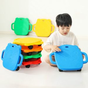 PLORAB Mute Design Children 4-Wheeled Scooter Creativity Wear-resistant Kids Balance Training Scooter Roller Board Stable Motor Skills Scooter Outdoor Sports