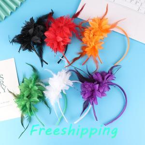 baoxue 1 cái phụ nữ fascinator hat Headband hoa lông lưới sợi Cocktail tiệc cưới phụ kiện tóc trang trí đầu