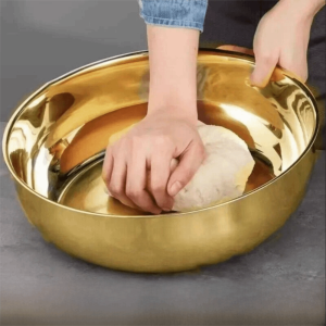 NALANILI without Lid Flour Mixing Bowl Stainless Steel Gold Silver Cooking Basin Thickened Large Capacity Soup Salad Bowl Dishwasher Safe