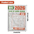 [New Model]2026 Big Book for Finding Words, Large Print Adult Word Puzzle Game Book, Contains 600 New Words Brain Training Activity Book. 