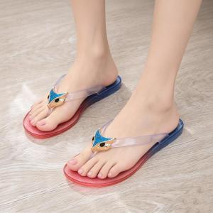 Shiny Fox Rhinestone Jelly Tsinelas Pambabae Waterproof Light Flip Flops Non Slip Indoor Home Outdoor Beach Summer Ladies Slippers
