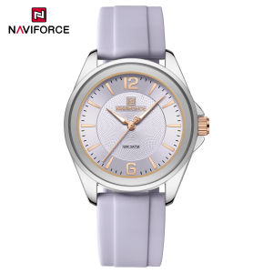 NAVIFORCE Original Quartz Simple Womens Watch Breathable Silicone Strap 3ATM Grade Waterproof Casual Fashion Lady Womens Lightweight Watch NF5068