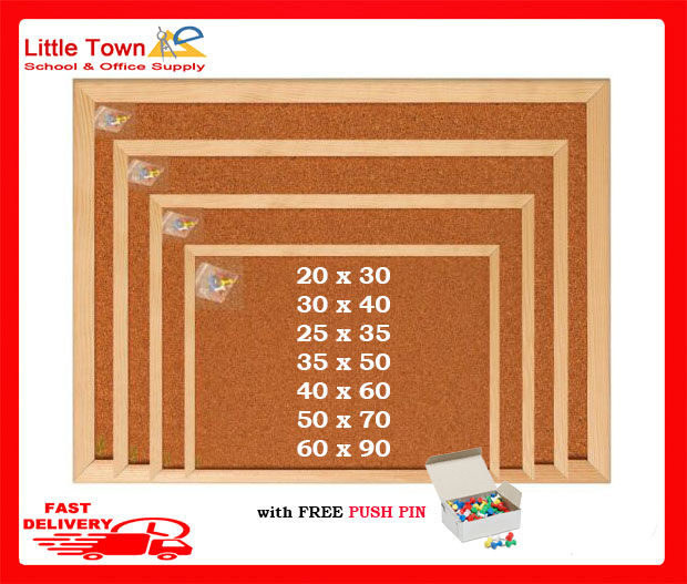 All sizes : Cork Board Wooden Frame With Free Push pin | Lazada PH