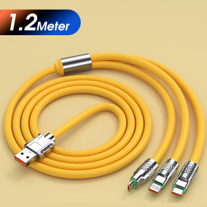 FONKEN 3 In 1 6A Fast Charging Cable For Android A-pple Multiple USB Charging Cord Micro USB Type C Cable