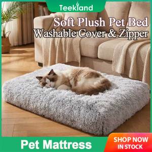 Teekland Soft Plush Pet Bed Washable Cover with Zipper Cozy Cushion 3D Sponge Filling Non-Slip Mattress Cat Mat for Small Medium Large Dog