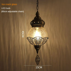 Turkish Pendant Light Southeast Art Light Decorative Ice-cracked Glass Ceiling Lamp for Restaurant Hotel Bar Cafe Retro Hanging Light