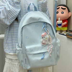AE Simple and versatile backpack for girls suitable for college and middle school students cute embroidered bow backpack for outings