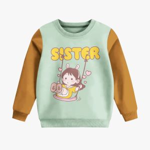 Sweater Anak Motif Sibling Couple Combinasi Laki Laki Perempuan Mint - Almond