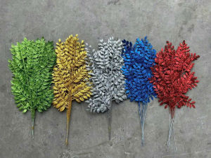 Cành lá Me Cành Dương Xỉ Nhũ kim tuyến trang trí oản tài lộc cắm bình hoa trang trí Tết 2025