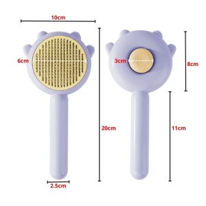 Sisir Kucing Anjing Otomatis Lembut Perontok Bulu Kutu Hewan Peliharaan Tombol Grooming Brush Hairs